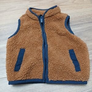 Brown  Vest with Navy Trim